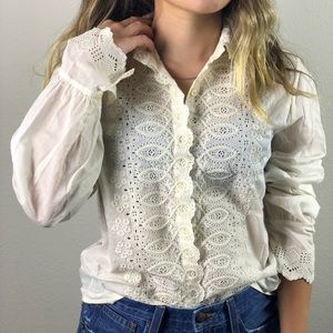Lauren Ralph Lauren Lace Button Down Shirt